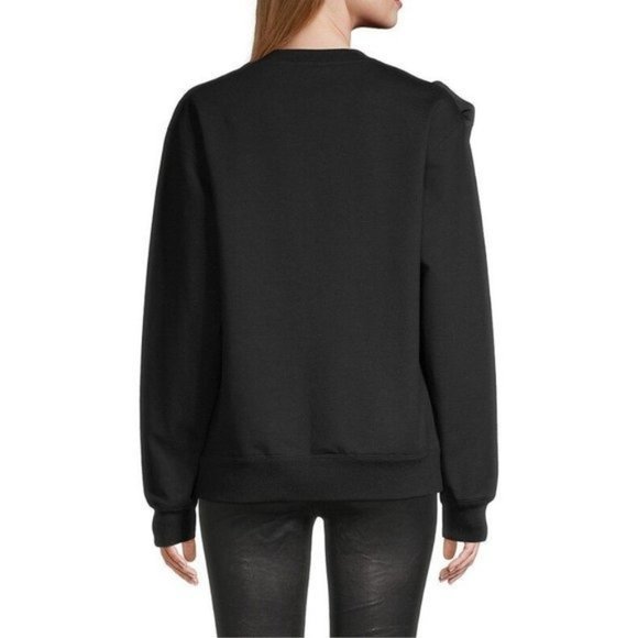 JASON WU Floral Ruffle Sweatshirt in Black - Size Large NWT - Picture 4 of 5